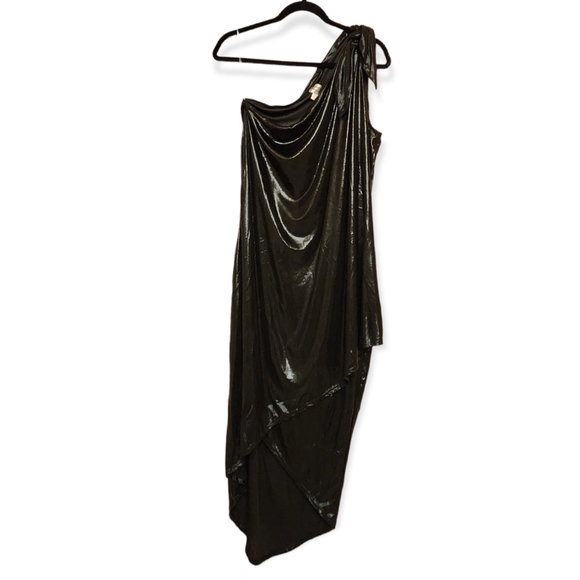 NWT Unique Vintage Metallic One Shoulder Lucretia Fitted Dress 1X - Picture 3 of 9